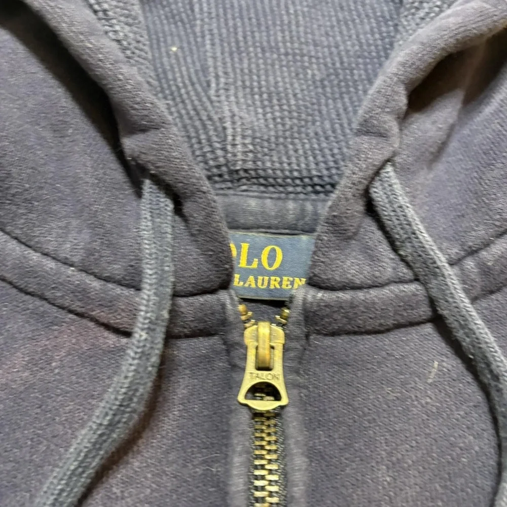 Polo Ralph Lauren Hoodie Sweatshirt Mens Medium Blue Varsity‎ P Logo 1/4 Zip
